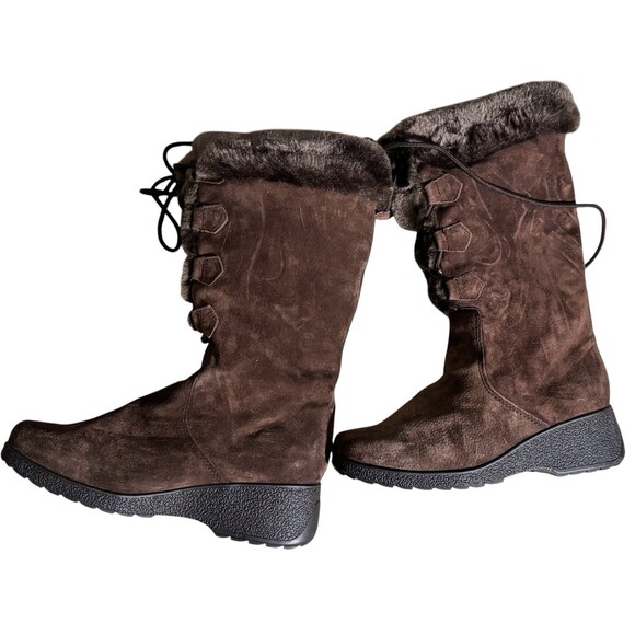 Khombu Bellini Lea Brown Suede Faux Fur Lined Winter Calf High Warm  Boots 7.5 - Picture 10 of 10